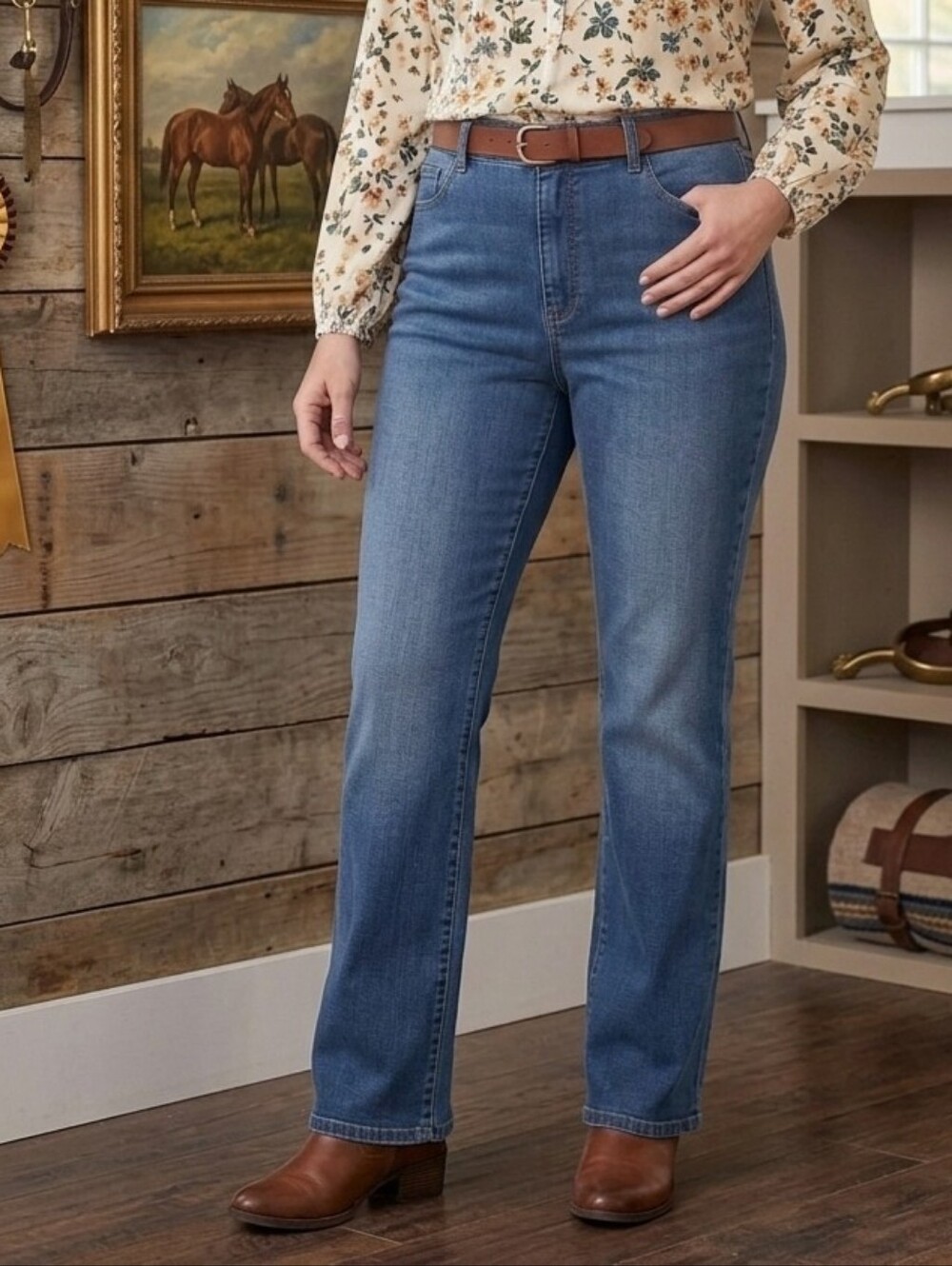 Gloria Vanderbilt Original Boot Cut Jeans in Medium Blue Wash